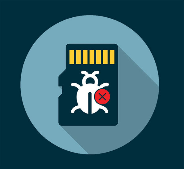 Drawings of virus attack on a SD memory card